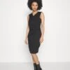 DRAPPED NECKLINE SMART BODYCON SLEEVELESS MINI DRESS - Jerseykleid - Black