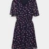 Anna Field V-NECK SLEEVE DRESS - Freizeitkleid - Dark Blue/pink