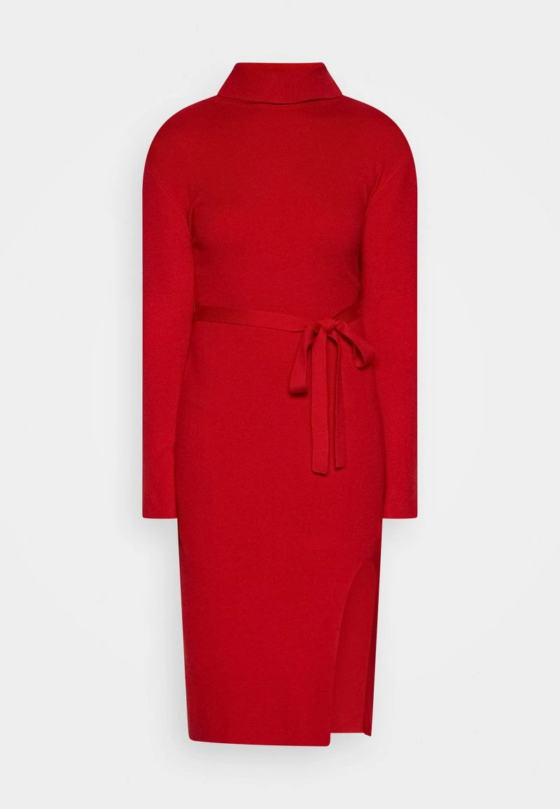 Anna Field ROLLKRAGEN RIPP MINI STRICKKLEID MIT GÜRTEL - Strickkleid - Red 7 Anna Field ROLLKRAGEN RIPP MINI STRICKKLEID MIT GÜRTEL - Strickkleid - Red – Bild 5